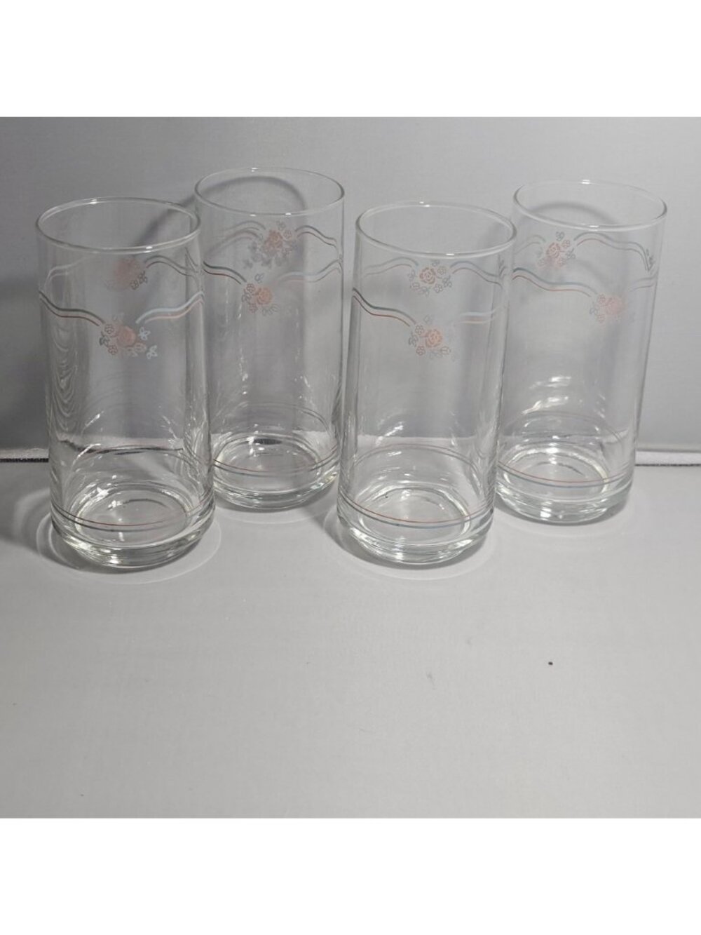 4 Corelle English Breakfast Tumblers 6" drinking glasses delicate rose 16oz - Picture 9 of 9